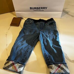 Burberry Kids Blue Jeans with Check Cuffs - 3Y